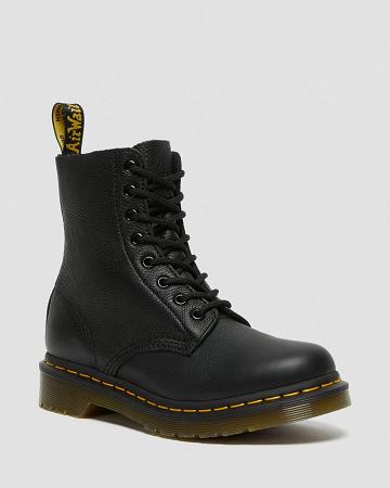 Black Women's Dr Martens 1460 Pascal Virginia Leather Ankle Boots | CA 18XYU